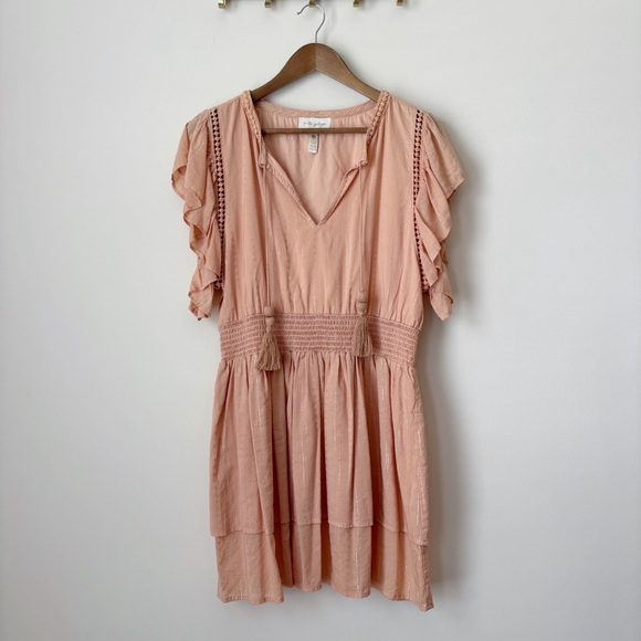 A La Plage Smocked Dress XS Peach Metallic - Picture 1 of 7